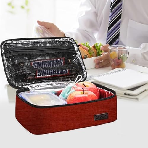 Miniatura 8 de Gloppie Bolsa De Almuerzo Mini Lonchera Bento Con Aislamiento, Contenedor De Comida Plano Liviano Resistente Al Desgaste, Se Puede Llevar En Una Mochila Sin Ocupar Espacio, Vino Rojo