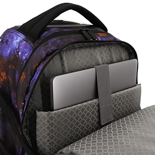 Image of J World Lunar Rolling Backpack. Laptop Bag With Wheels. Wheeled Carry-On Travel Luggage, Galaxy, 19.5 x 13 x 8 Inches