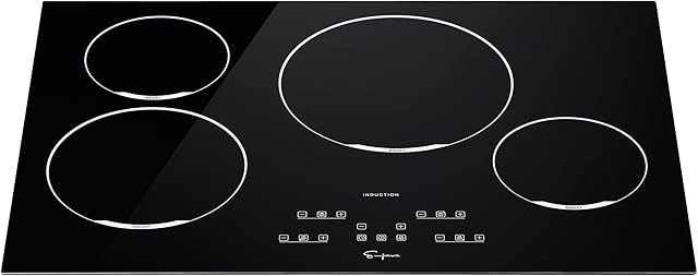 Empava 30" Built-in Electric Induction Cooktop with 4 Elements Power Boost Burners in Black Vitro Ceramic Glass, 30 Inch