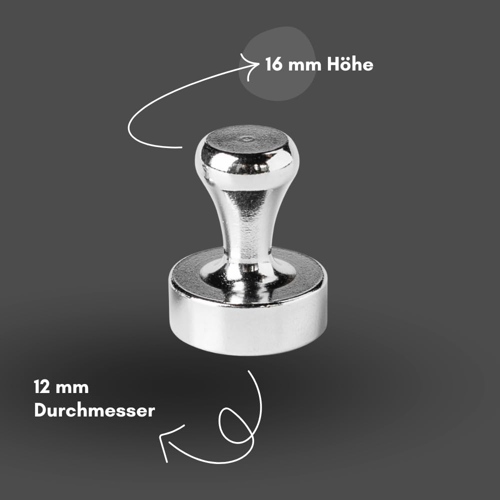 Fuertes imanes de neodimio cónicos, extrafuertes, 12 mm x 16 mm, 50 unidades, soportan hasta 5 kg, uso industrial, taller u oficina