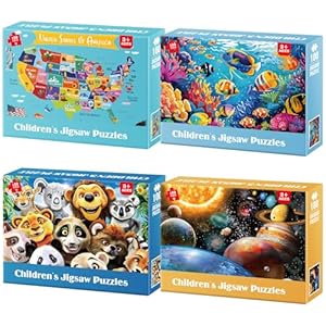 4 Pack 100 Piece Puzzles for Kids Ages 4-6 – Jigsaw Puzzles for Kids Ages 6-8 8-10 100 Piece Jigsaw Puzzle for Adults Toddler Children Learning Educational Puzzles Toys Gifts for Girls Boys