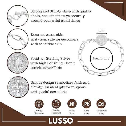925 Sterling Silver Saint Benedict Bracelet For Men And Women - Rosario De San Benito For Men And Women, Catholic Religion St. Benedict Bracelet, Pulseras De San Benito, Gift For Women And Men4