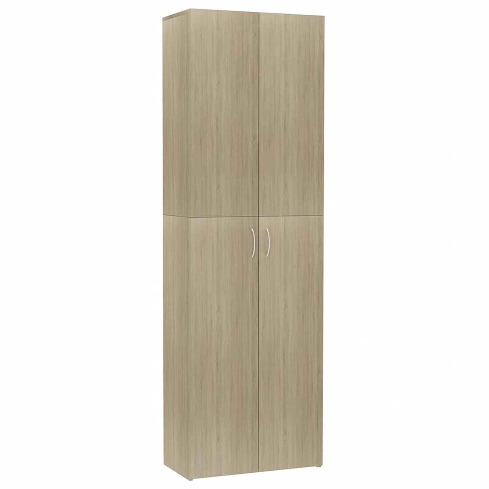 Gecheer Büroschrank, Holzwerkstoff Schrank mit 5 Regalen und 2 Türen, 60x32x190 cm, Sonoma-Eiche, für Büroorganisation und Aktenaufbewahrung