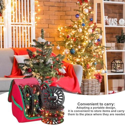 Miniatura 4 de Puwaiio Bolsa De Almacenamiento De Luz De Navidad, Resistente A Desgarros, Organizador De Luces De Hadas Con Asas Reforzadas, 3 Carretes