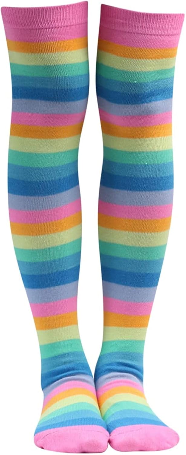 Large Socks for Women Women Socks High- Lengthened Knee-Length Cute Colorful Striped Socks Think Socks Women : Sports & Outdoors