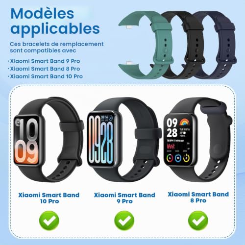 Xisair 3 Bracelets en Silicone Compatibles avec le Xiaomi Smart Band 10 Pro / 9 Pro / 8 Pro Bracelet de Sport, Respirant, Doux et Confortable pour Miband 10Pro/9Pro/8Pro – vue 5