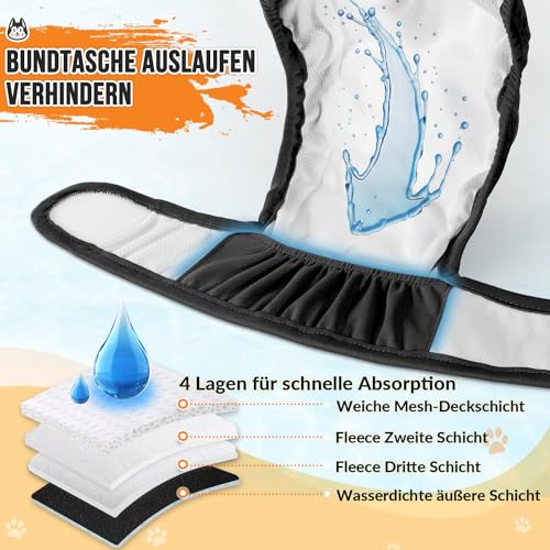 Eyein 3 Stück Hundewindeln für Hündinnen, Wiederverwendbare und Hochsaugfähige läufigkeitshose für hündinnen, Waschbare hundehöschen mit zweifacher Anpassung für Läufigkeit & Inkontinenz (#1, L)