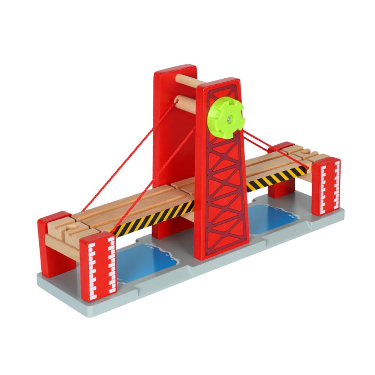 Alasum Ponte Levatoio Trenino in Legno Rosso, Binari Ferroviari Giocattolo
