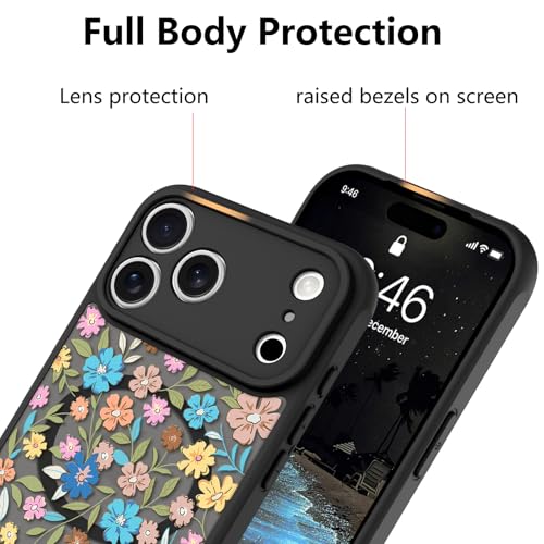Image of KANGHAR Case Compatible with iPhone 17 Pro Flower Pattern | [Compatible with Magsafe] Cute Colorful Blooming Florals Protective Magnetic Case for Girls Women 6.3 inch