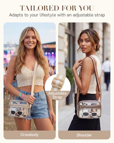 Image of Missnine Clear Bag for Stadium Events Quilted Clear Purse for Women Stadium Approved PVC Crossbody Concert Bag
