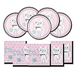 Kitty Cat Kitten Birthday Supply Plates and Napkisn for 8 Guests
