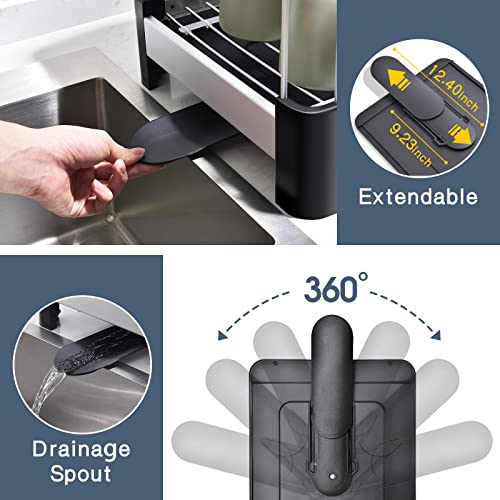 Toolf Aluminum 2-Tier Dish Drying Rack, Sink Dish Rack, Dish Drainer With Anti-Rust Frame, 360° Swivel Spout Drip Tray, Utensil Holder For Kitchen #TOP3