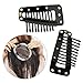 Jmkcoz 20pcs Snap-Comb Wig Clips with Rubber for Hair Extension Hairpiece DIY Clip in Hair Extensions 10-Teeth Wigs Weft Black Color