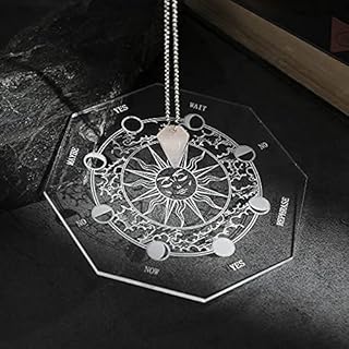 Acrylic Pendulum Board for Divination Acrylic Clear Divination Metaphysical Message Carven Pendulum Board Set with a Crystal Dowsing Pendulum Necklace Witchcraft Wiccan Altar Supplies Kit
