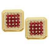 Navnita Jewellers 2.00 Ct Round Red Garnet Shirt Cuff Links For Men's Jewelry 14K Yellow Gold Plated