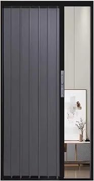 ZIMGOD Accordion Door Black & Grey Concertina Folding Doors, Locking Sliding Door with Key, Doorway Bedroom Dividing Door, Metal Privacy Gate Closet Door, 23-80 Inch Wide75x80in 190.5x203cm