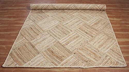 Casavani Handmade Natural Rag Rug Geometric Beige Jute Area Rug Home Decorative Carpet Best Uses For Hallway Enterway,Bedroom,Living Room & Loundry 4X8 6X8 10X14 Feet #TOP7