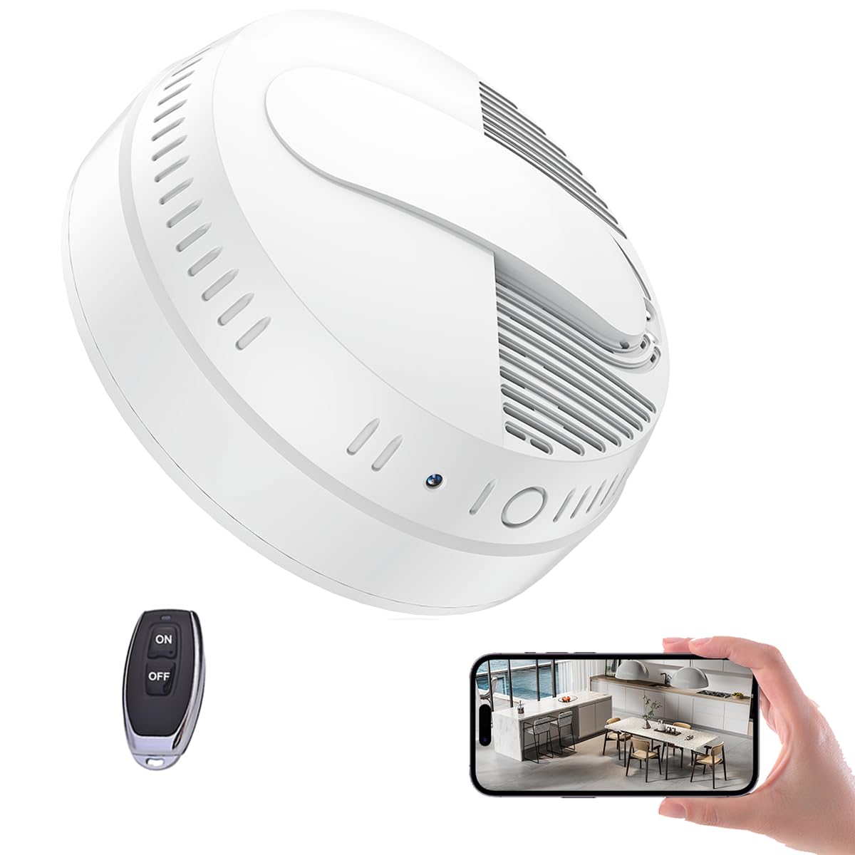 LIZVIE Smoke Detector Hidden Camera 10000mAh Hidden Camera with 150 Wide Angle Night Vision Motion Detection APP Control