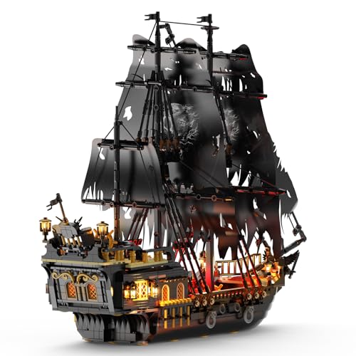 Brihappen Piratenschiff Baustein Set mit Lichtern Pearl Piratenschiff Modell Klemmbausteine für Sammler & Deko Geschenk für Erwachsene Jugendliche Männer Jungen(1713 Stück)