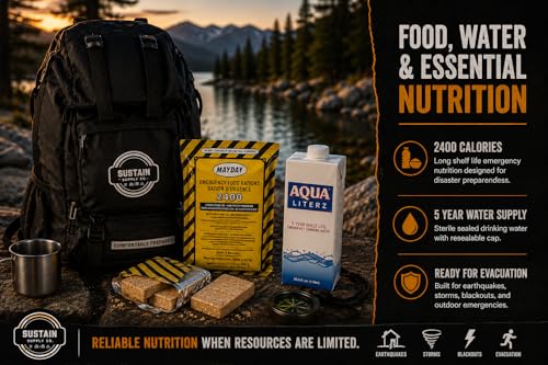 Sustain Supply 70491 2-Person 72-Hour Emergency Survival Kit Backpack Complete Disaster Preparedness Pack w/Food, Water, First Aid Kit, Tools & Shelter Gear for Earthquake, Hurricane & Evacuation by Ready America - Image 2