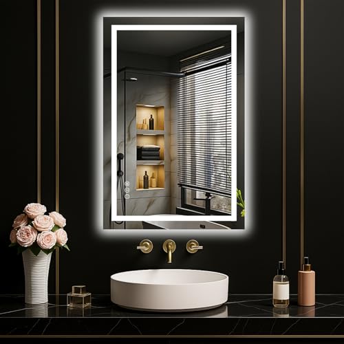 LOAAO 20"x30" LED Mirror for Bathroom, Lighted Bathroom Mirror with Lights, Anti-Fog, Dimmable, Memory Function, Easy to Install, Clear Reflection