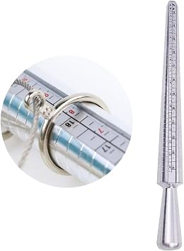 TAURISH Aluminum Metal Ring Sizer Mandrel Stick Jewelry Making Tool with US Sizes 1-15 and EU Sizes 41-76 Ring Measuring Tool