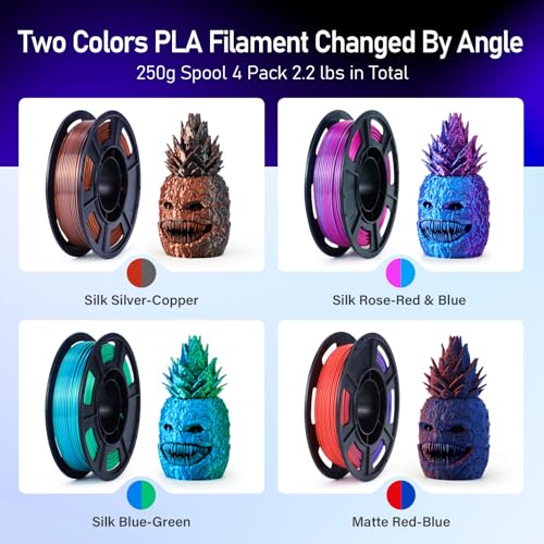 Image of Dual Color Printer Filament 1.75mm,3 Silk + 1 Matte,4 Spools 250g