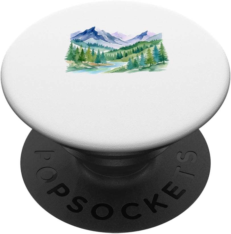 Scenic Watercolor Mountain Landscape Nature Art PopSockets Adhesive PopGrip