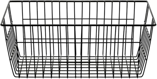 St@llion Rectangular Wire Basket Organizer Bins Storage Frame Wall Hanging Shelf for Kitchen/Pantry/Fridge/Cabine Wire/Bathroom Shelves/Makeup/Toys/Pet Supplies/Clothing (Black, Pack of 1)