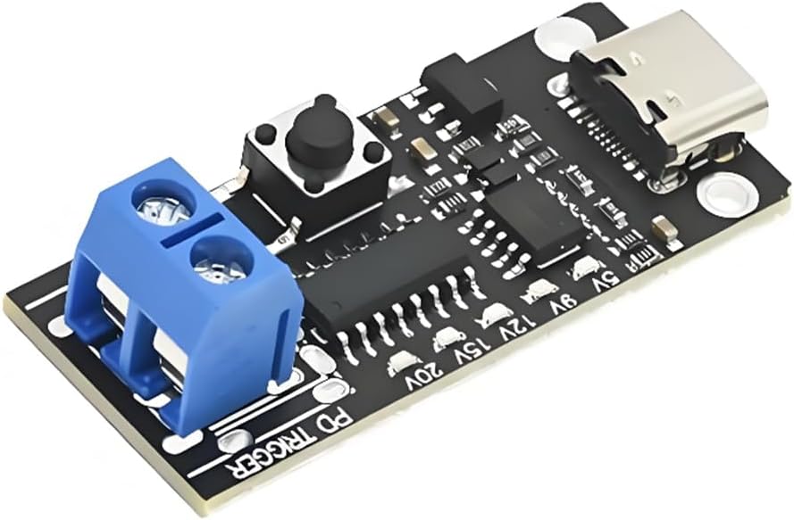 1-Pack 100W USB-C Fast Charge Trigger Module, PD 3.0 / QC 3.0 Protocol Support, 5V/9V/12V/15V/20V Adjustable Voltage, 5A High Current, Type-C Female Input, Power Conversion DIY Module
