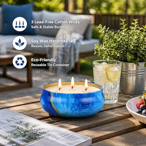 3 Pack 14oz Citronella Candles Outdoor,Large Citronella Candle Outdoor for Patio 3 Wick Up to 270 Hours,Lemongrass Candle Bulk for Outside Garden Camping BBQ Travel - Thumbnail 5