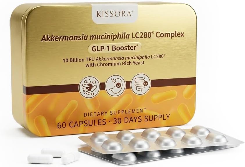 Kissora Akkermansia Probiotic 20 Billion TFU with Chromium | 60 Capsules, 30 Servings