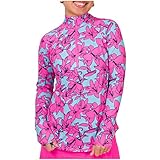 Jofit Apparel Women's Athletic Clothing UV Mock for Golf & Tennis, Size Medium, Wild Orchid Print