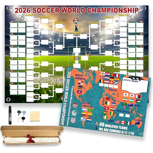 Stonzenith 2026 World Cup Schedule Poster & Final Round 48-Team Collection Showcase, 2-in-1 Functional Poster, Soccer Matches Fixtures, Great Gift for Soccer Fans (23.6" L x 16.5" W)