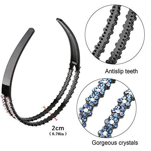 Bkpearl 6 Pack Rhinestone Headbands, Fashion Teeth Hairband Double Row Non-Slip Hair Hoop For Women Girls #TOP1