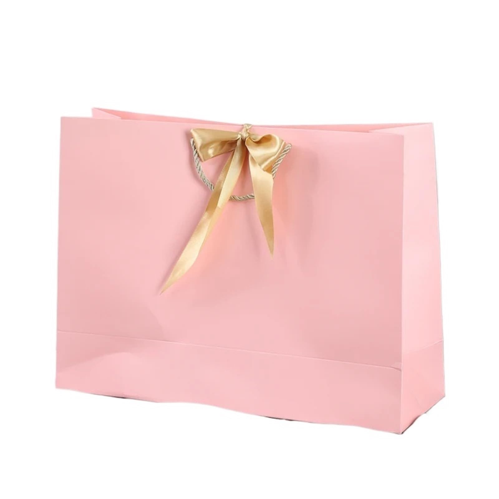 Sacchetti di Carta con Fiocco di Nastro, Borse for la Spesa da Sposa con Manici, Sacchetti for imballaggio di Gioielli e Cosmetici for Abbigliamento(Pink2,10PCS_28X20X10CM)