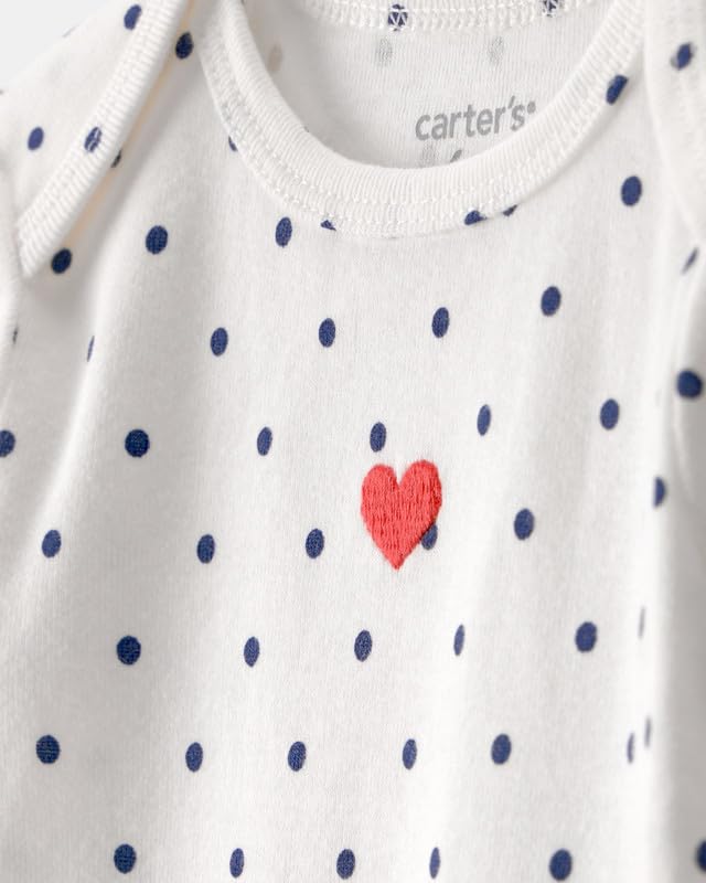 Image of Carter's Baby Girl 4-Pack Full-Sleeve Cotton Bodysuits | Snack Stripe Graphic Multipack