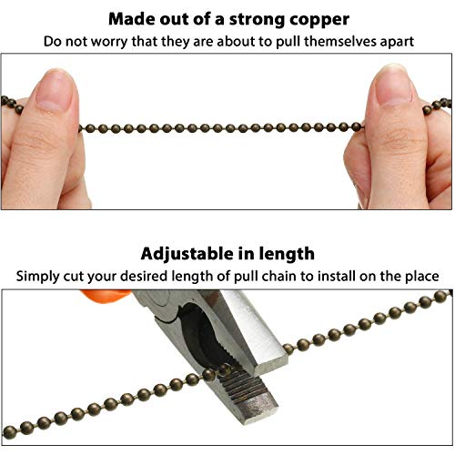 Vinaco Pull Chain Extension, 2 Pack 36 Inch Fan Chain Extender With 6 Strong Matching Connectors, Strong Bearing & Rustproof #6 Size Pull Chain For Ceiling Fan Pull Chain #TOP3