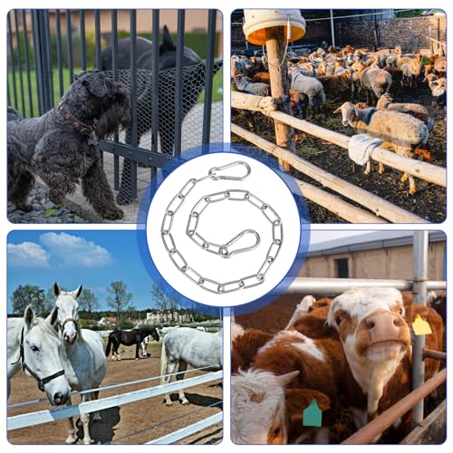 Edelstahl Ketten, Stahlkette 0.6m Edelstahl Halskette Gliederkette Mit Karabiner Edelstahl Rundstahlkette Edelstahlkette Für Zauntore, Käfigtore Für Haustiere, Gartentore (silber)