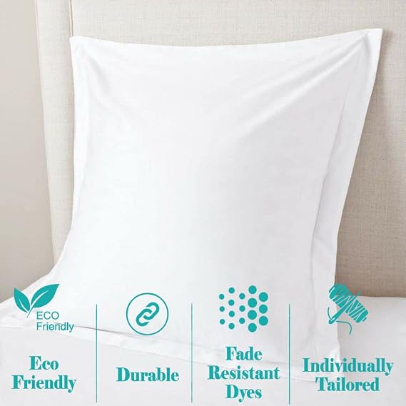 Solid Pillow Sham Set of 2, European 26x26 White, Cover