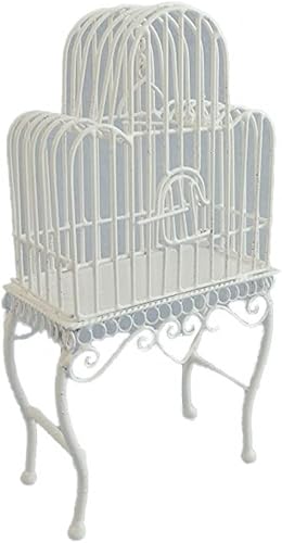 Melody Jane Dolls Houses Casa Miniatura Victoriana Accesorio para Mascotas Alambre Blanco Jaula de Pájaros de Hierro Forjado