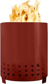 Portable Fire Pit, Smokeless Tabletop Firepit, Wood Burning Fireplaces with Stand Iron Hand Warmer Burning Fireplace Stand Bonfire Pit for Patio Camping Courtyard Backyard (Copper Red)