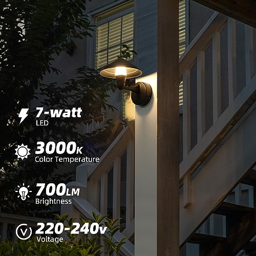 HLFVLITE LED Outdoor Wall Light, Black Aluminum Outside Wall Light, IP54 Waterproof Exterior Wall lamp for Porch Yard, Garage - Image 3