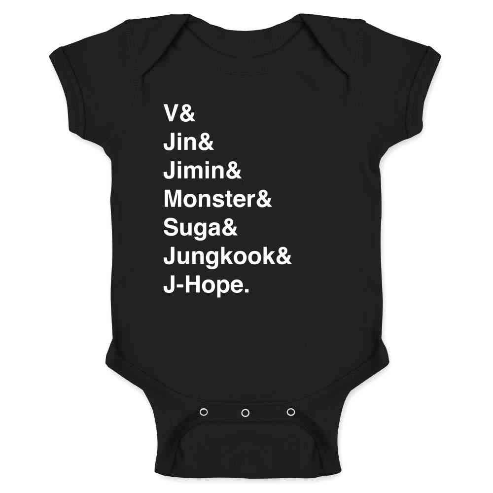K-Pop Group Names Infant Bodysuit Soft Cotton Baby Clothes Black 6M