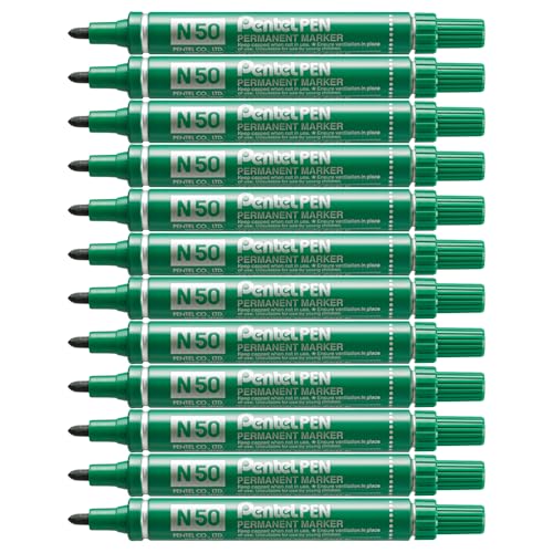 Pentel N50-D - N50 Permanent Marker Bullet Tip Green Pk12
