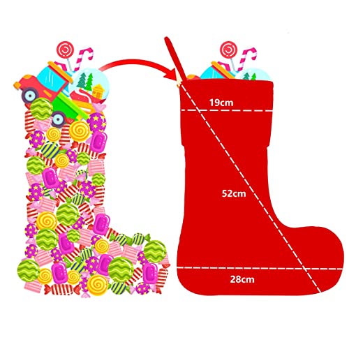 Christmas Stockings (20Inch) With Led Light, Cr2032 Battery Included, Colorful Embroidered Tree Bell Snowflake Fruit Garland Applique Christmas Hanging For Family Decorations Xmas Gift 5 Pack #TOP2