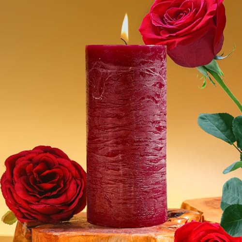 Romantic Rose Scented Pillar Candle - 2.8x6 Inch, 75-Hour Burn,