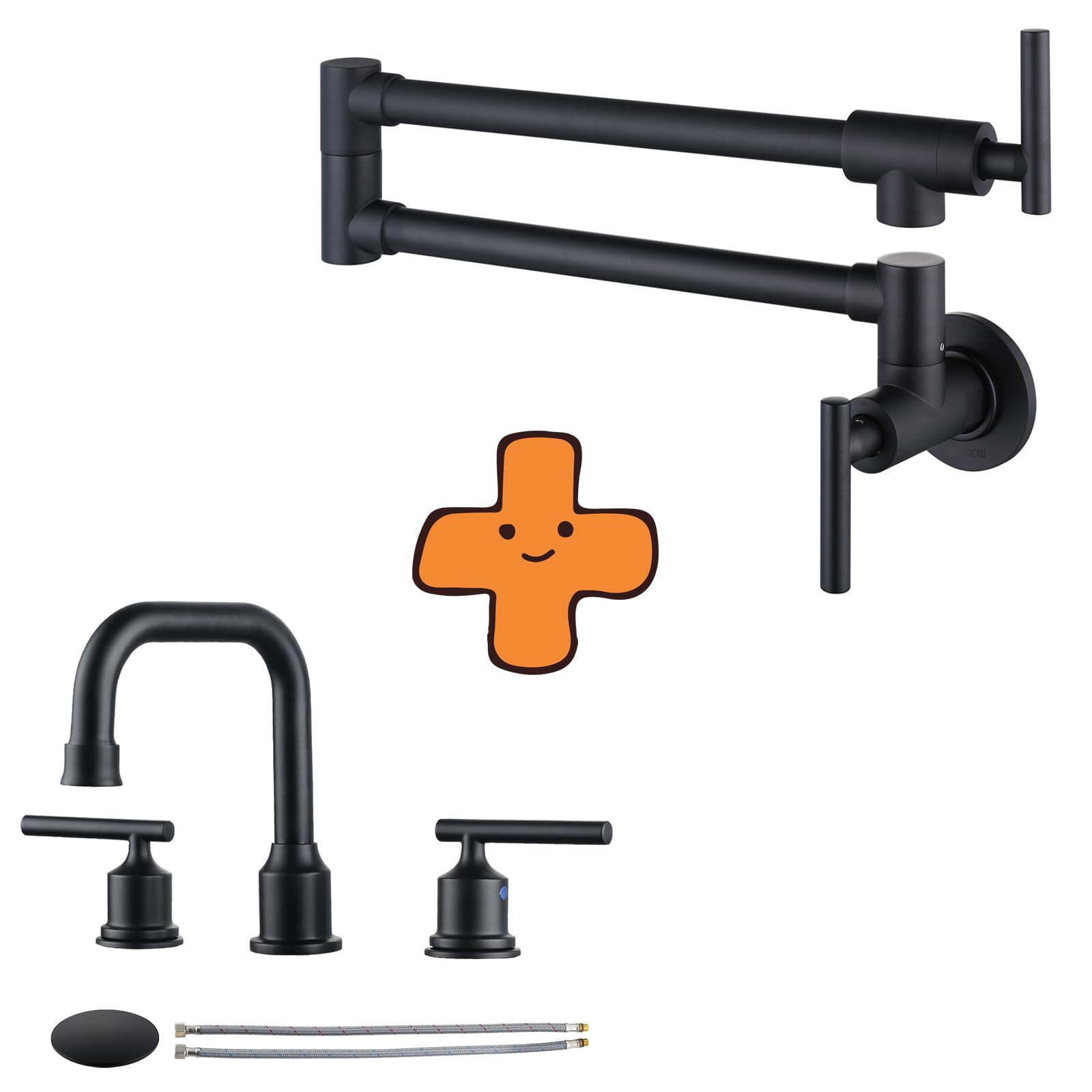Jnfidosr Black Widespread Bathroom Faucet, And Pot Filler Faucet