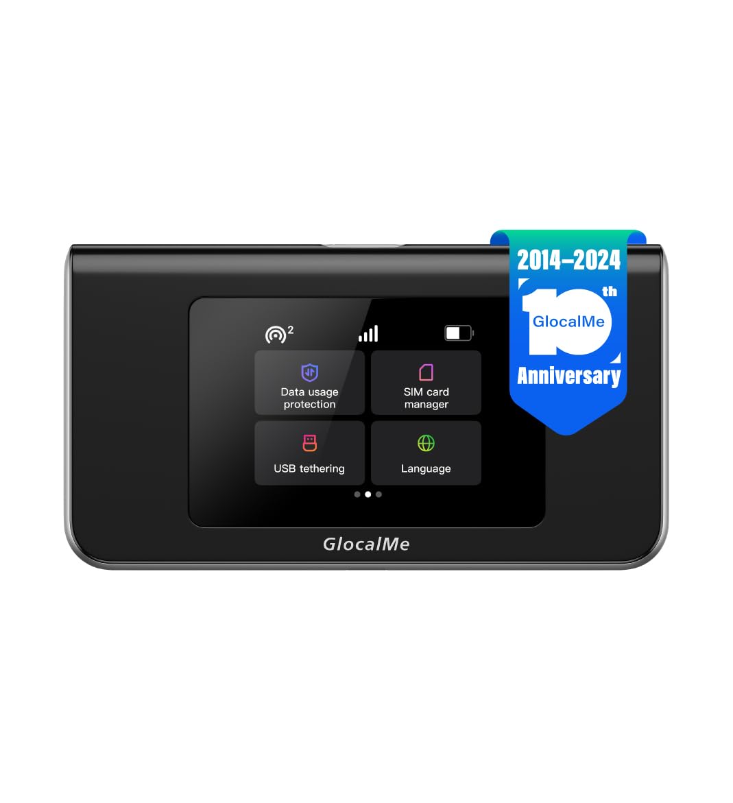 GlocalMe Mini Turbo U30 Routeur WiFi Mobile 4G, Aucune Carte SIM nécessaire, avec Batterie 3000mAh, connectez jusqu'à 10 appareils, MiFi déverrouillé pour la Maison ou Les Voyages mondiaux (Noir)