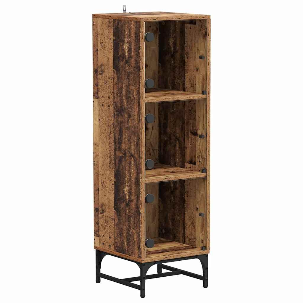 Aparador estrecho de madera envejecida con 3 puertas y estantes modernos para el salon